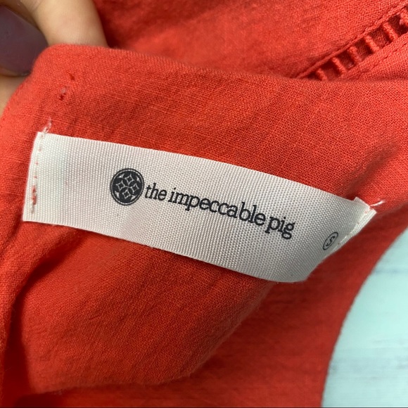 The implacable pig mini dress or top linen orange - Picture 13 of 16